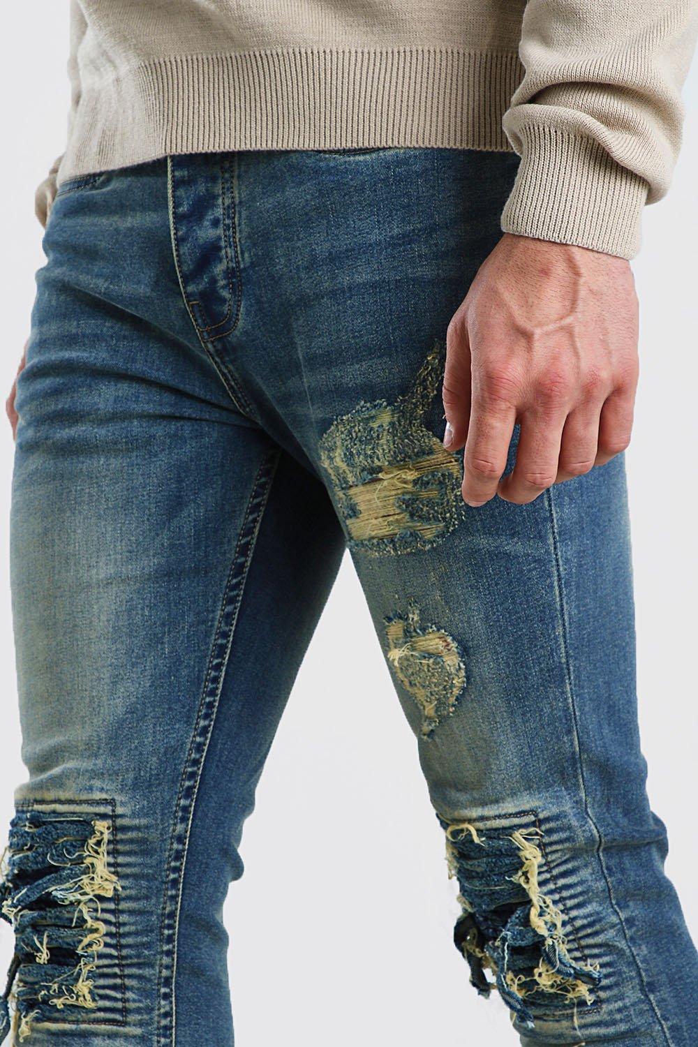 Super Skinny Jeans With Bandana Rip Detail | boohoo